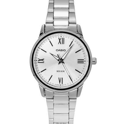 Casio Analog Edelstahl Silbernes Zifferblatt Quarz LTP-1303DD-7AV Damenuhr