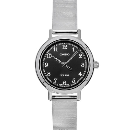 Casio Standard Analog Edelstahl Schwarzes Zifferblatt Quarz LTP-B170D-1BV Damenuhr