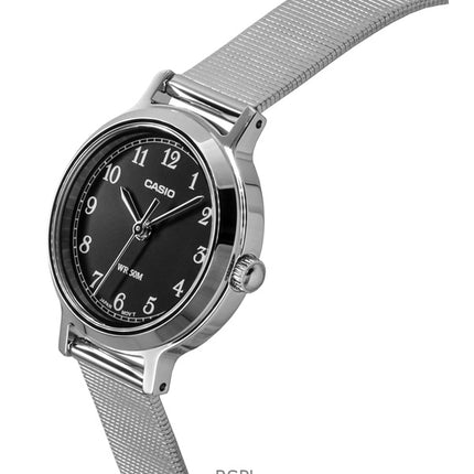 Casio Standard Analog Edelstahl Schwarzes Zifferblatt Quarz LTP-B170D-1BV Damenuhr