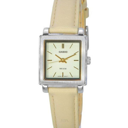 Casio Standard Analog Lederarmband Beige Zifferblatt Quarz LTP-E176L-5A Damenuhr