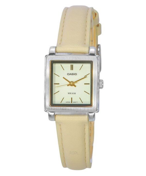 Casio Standard Analog Lederarmband Beige Zifferblatt Quarz LTP-E176L-5A Damenuhr