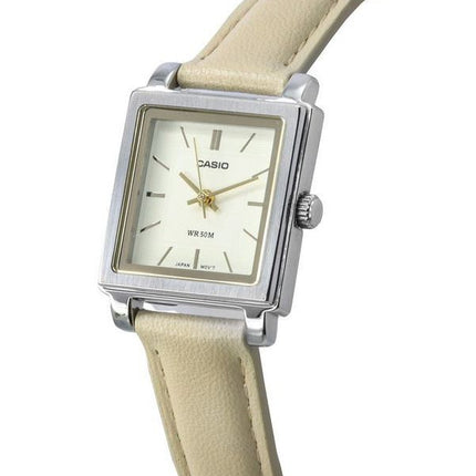 Casio Standard Analog Lederarmband Beige Zifferblatt Quarz LTP-E176L-5A Damenuhr