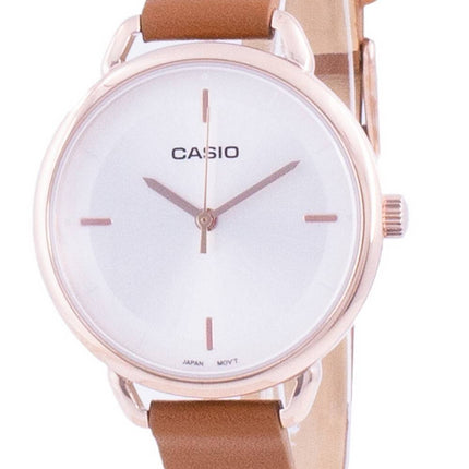 Casio Silber Zifferblatt Lederarmband Quarz LTP-E413PL-7A LTPE413PL-7A Damenuhr