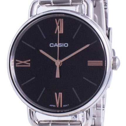 Casio Schwarzes Zifferblatt Edelstahl Quarz LTP-E414D-1A LTPE414D-1A Damenuhr