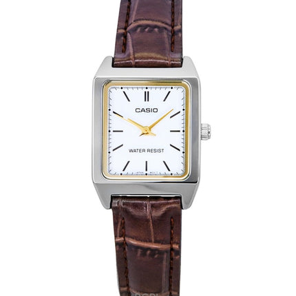 Casio Standard Analoges Lederarmband mit weißem Zifferblatt und Quarz LTP-V007L-7E2 Damenuhr