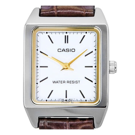 Casio Standard Analoges Lederarmband mit weißem Zifferblatt und Quarz LTP-V007L-7E2 Damenuhr