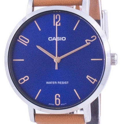 Casio Blue Dial Lederarmband Quarz LTP-VT01L-2B2 LTPVT01L-2B2 Damenuhr