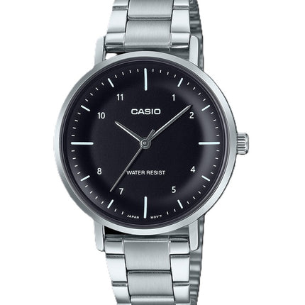 Casio Standard Analog Edelstahl schwarzes Zifferblatt Quarz LTP-VT03D-1B Damenuhr