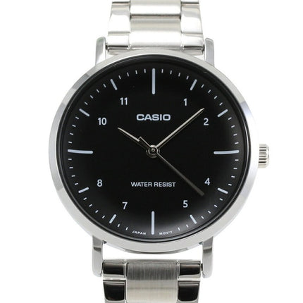 Casio Standard Analog Edelstahl schwarzes Zifferblatt Quarz LTP-VT03D-1B Damenuhr
