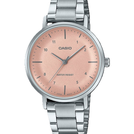 Casio Standard Analog Edelstahl Lachs Zifferblatt Quarz LTP-VT03D-4B Damenuhr