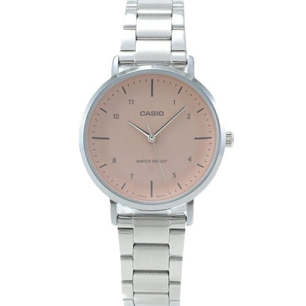 Casio Standard Analog Edelstahl Lachs Zifferblatt Quarz LTP-VT03D-4B Damenuhr