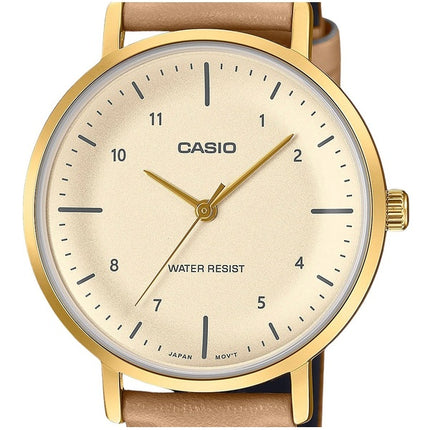 Casio Standard Analog Lederarmband Lachs Zifferblatt Quarz LTP-VT03GL-4B Damenuhr