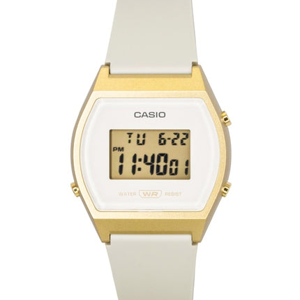 Casio Digitaluhr mit Kunstharzarmband, cremefarbenem Zifferblatt, Quarzwerk, LW-204-9A, Unisex