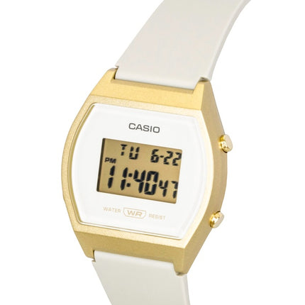 Casio Digitaluhr mit Kunstharzarmband, cremefarbenem Zifferblatt, Quarzwerk, LW-204-9A, Unisex