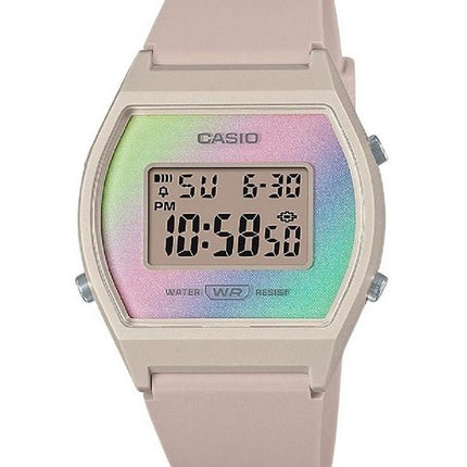 Casio Damenuhr LW-205H-4 mit digitalem Kunstharzarmband und Quarz-Zifferblatt mit mehrfarbigem Zifferblatt