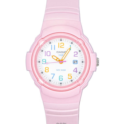 Casio Analog Damenuhr LX-800H-4AV, Armband aus biobasiertem Harz, weißes Zifferblatt, Quarzwerk, wasserdicht bis 100 m