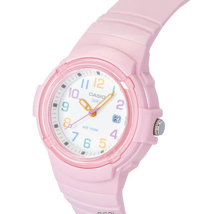 Casio Analog Damenuhr LX-800H-4AV, Armband aus biobasiertem Harz, weißes Zifferblatt, Quarzwerk, wasserdicht bis 100 m