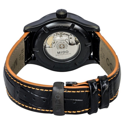 Mido Multifort Special Edition Herrenuhr mit Lederarmband, schwarzem Zifferblatt, Automatikwerk M005.430.36.051.80, wasserdicht bis 100 m, inklusive Ersatzarmband