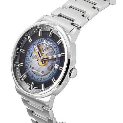 Mido Commander Gradient Edelstahl Blau Skelett Zifferblatt Automatik M021.407.11.411.01 Herrenuhr