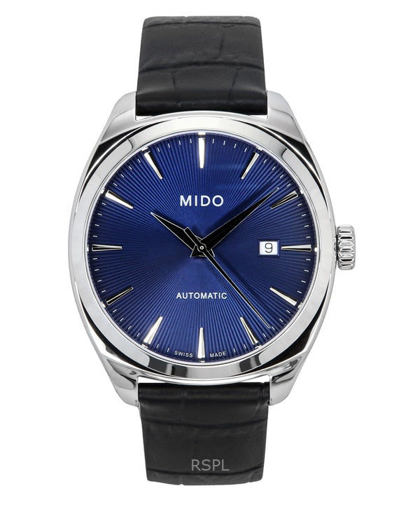 Mido Belluna Royal Gent Schwarzes Lederarmband Blaues Zifferblatt Automatik M024.507.16.041.00 Herrenuhr