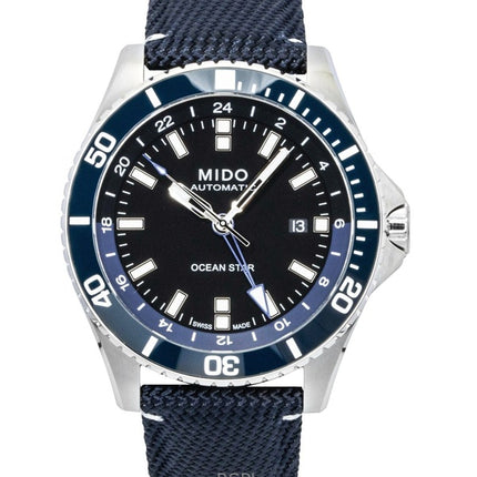 Mido Ocean Star GMT, Textilarmband, schwarzes Zifferblatt, Automatik, Taucheruhr M026.629.17.051.00, 200 m, Herrenuhr