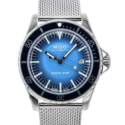 Mido Ocean Star Tribute, blaues Zifferblatt, automatische Taucheruhr M026.807.11.041.01, 200 m, Herrenuhr mit zusätzlichem Armband