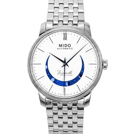 Mido Baroncelli Smiling Moon Edelstahl weißes Zifferblatt Automatik M027.407.11.010.01 Herrenuhr
