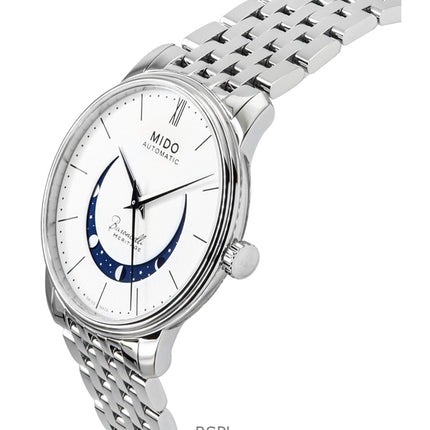 Mido Baroncelli Smiling Moon Edelstahl weißes Zifferblatt Automatik M027.407.11.010.01 Herrenuhr
