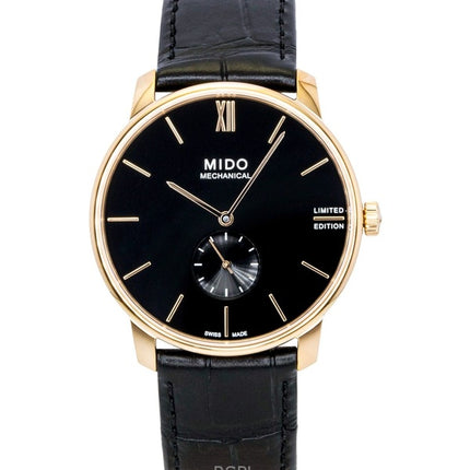Mido Baroncelli Limited Edition Herrenuhr mit Lederarmband, schwarzem Zifferblatt und Automatikwerk M037.405.36.050.00