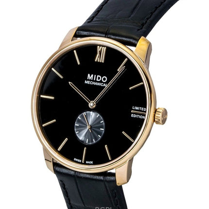 Mido Baroncelli Limited Edition Herrenuhr mit Lederarmband, schwarzem Zifferblatt und Automatikwerk M037.405.36.050.00