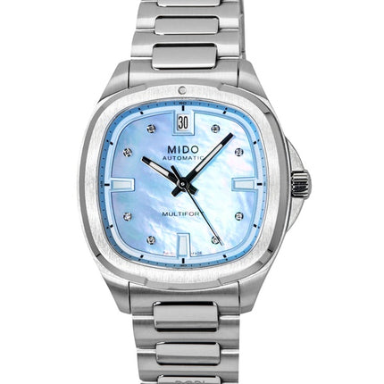 Mido Multifort TV 35 Diamanten Akzente Blaues Perlmutt Zifferblatt Automatik M049.307.11.136.00 100M Damenuhr