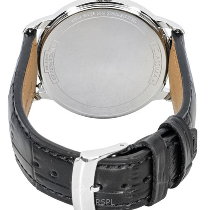 Baume &amp; Mercier Classima Herrenuhr mit Lederarmband, schwarzem Zifferblatt und Quarzwerk, Modell M0A10416