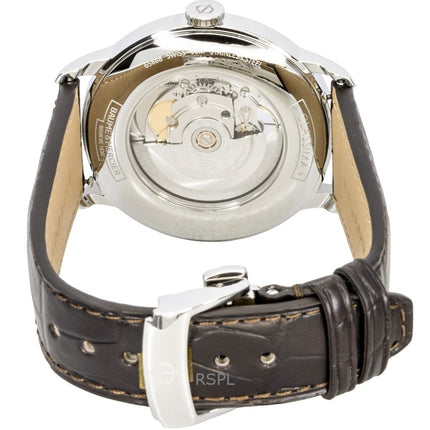 Baume &amp; Mercier Classima Herrenuhr mit Lederarmband, offenem Herzmotiv, silbernem Zifferblatt, Automatik, Modell M0A10524
