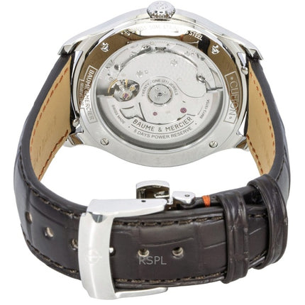 Baume &amp; Mercier Clifton Herrenuhr mit Lederarmband, cremefarbenem Zifferblatt und Automatikwerk, Modell M0A10773