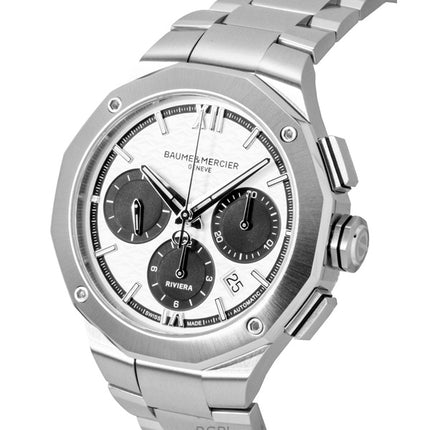 Baume &amp; Mercier Riviera Chronograph Edelstahl Weißes Zifferblatt Automatik M0A10827 100M Herrenuhr