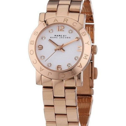 Marc By Marc Jacobs Mini Amy Quartz White Dial Rose Gold Tone MBM3078 Damenuhr