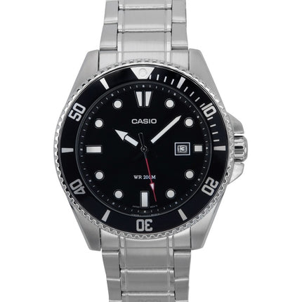 Casio Standard Analog Edelstahl Schwarzes Zifferblatt Quarz MDV-107D-1A1 200M Herrenuhr