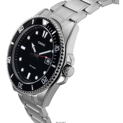 Casio Standard Analog Edelstahl Schwarzes Zifferblatt Quarz MDV-107D-1A1 200M Herrenuhr