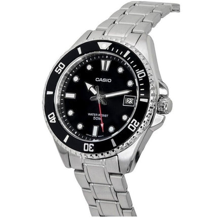 Casio Standard Analog Edelstahl Schwarzes Zifferblatt Quarz MDV-107D-1A1 200M Herrenuhr
