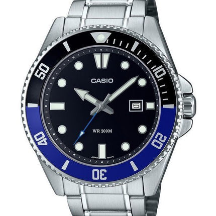 Casio Standard Analog Edelstahl Schwarzes Zifferblatt Quarz MDV-107D-1A2 200M Herrenuhr