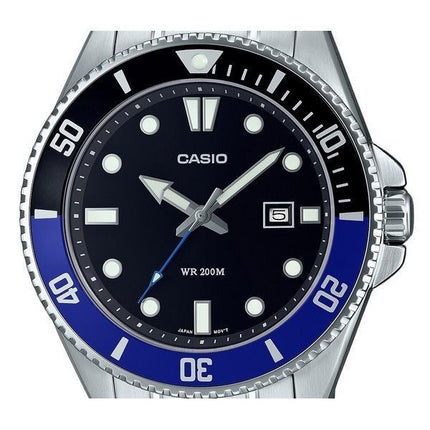 Casio Standard Analog Edelstahl Schwarzes Zifferblatt Quarz MDV-107D-1A2 200M Herrenuhr