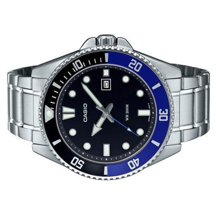 Casio Standard Analog Edelstahl Schwarzes Zifferblatt Quarz MDV-107D-1A2 200M Herrenuhr