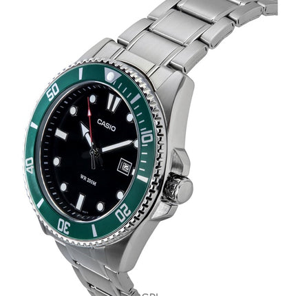 Casio Standard Analog Edelstahl schwarzes Zifferblatt Quarz MDV-107D-3 200M Herrenuhr