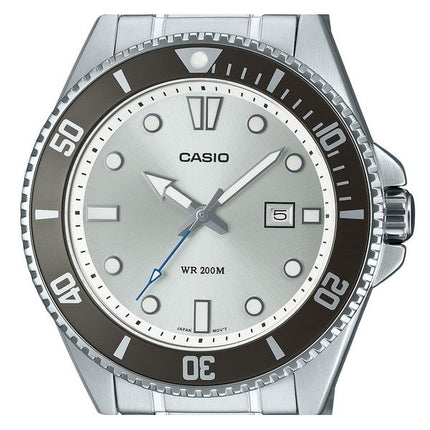 Casio Standard Analog Edelstahl Silber Zifferblatt Quarz MDV-107D-7AV 200M Herrenuhr