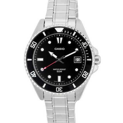 Casio Standard Analog Edelstahl schwarzes Zifferblatt Quarz MDV-10D-1A1 Herrenuhr
