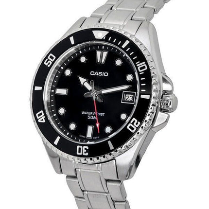 Casio Standard Analog Edelstahl schwarzes Zifferblatt Quarz MDV-10D-1A1 Herrenuhr