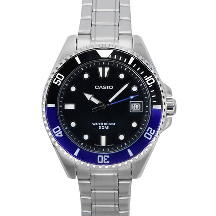 Casio Standard Analog Edelstahl schwarzes Zifferblatt Quarz MDV-10D-1A2 Herrenuhr