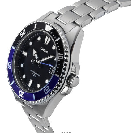 Casio Standard Analog Edelstahl schwarzes Zifferblatt Quarz MDV-10D-1A2 Herrenuhr