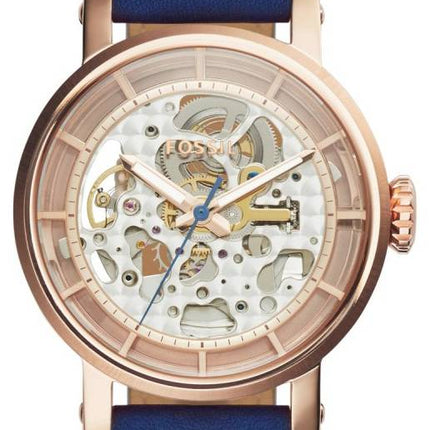 Fossilen Original Freund automatische blau Leder Strap ME3086 Damenuhr