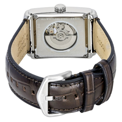 Fossil Carraway Herrenuhr mit Krokodillederarmband, offenem Herzmotiv, beigem Zifferblatt und Automatikwerk ME3272